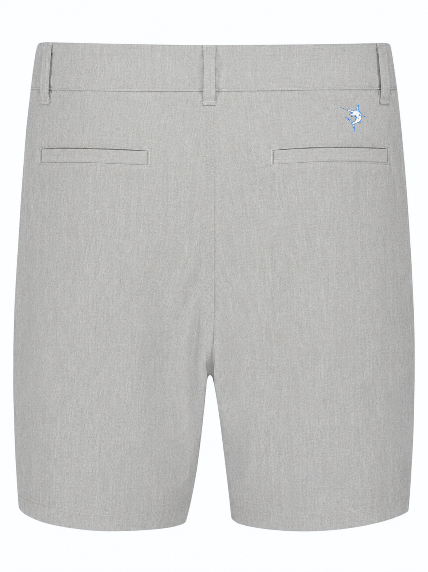 Gray White Water Life Bayport lightweight shorts shown from the back, featuring a relaxed fit and casual design.