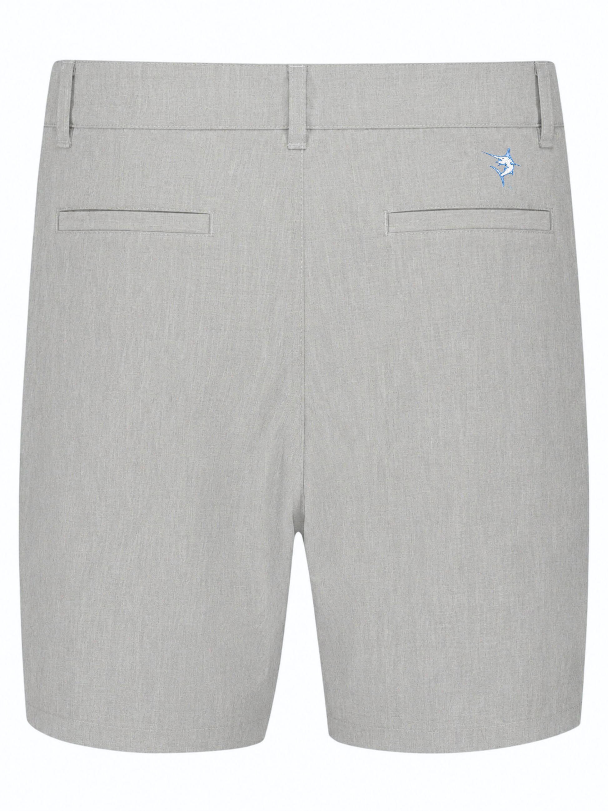 Gray White Water Life Bayport lightweight shorts shown from the back, featuring a relaxed fit and casual design.