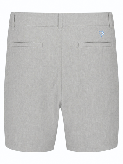 Gray White Water Life Bayport lightweight shorts shown from the back, featuring a relaxed fit and casual design.