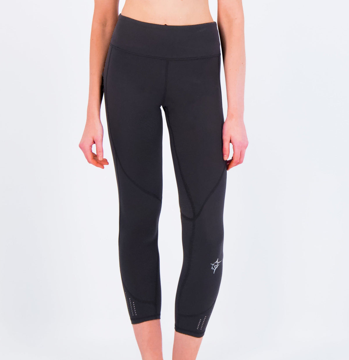 Black HydroFlex Cut Out Leggings by White Water Life featuring stylish cutouts and a sleek, flexible fit for active wear.