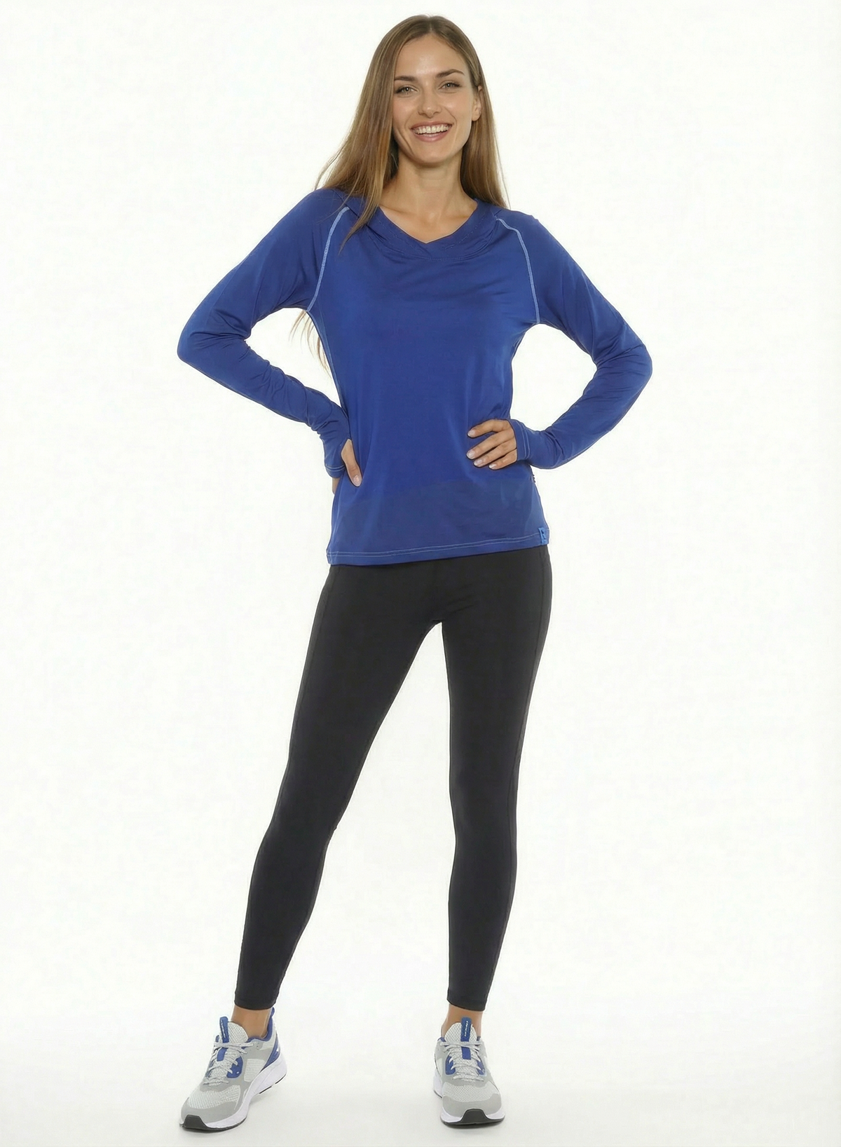 White Water Life Seaside Performance Hoodie in royal blue, featuring a comfortable fit and ocean-inspired design.