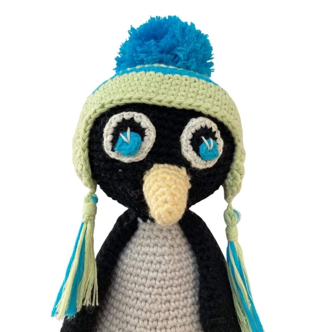 Handmade Willy the penguin stuffed animal made of organic cotton, soft plush toy for children by bebemoss.com