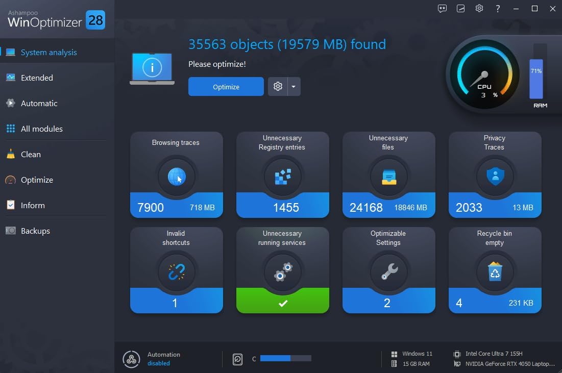 Win­Optimizer 28 - More control, security, and power for your PC - BACKUPMYFILESNOW