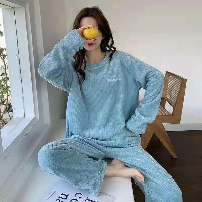 Winter Women's New Pajamas Homewear Suit Women's Fall and Winter Warm Clothes Coral Velvet Leisure Pajamas Padded Homewear - BACKUPMYFILESNOW