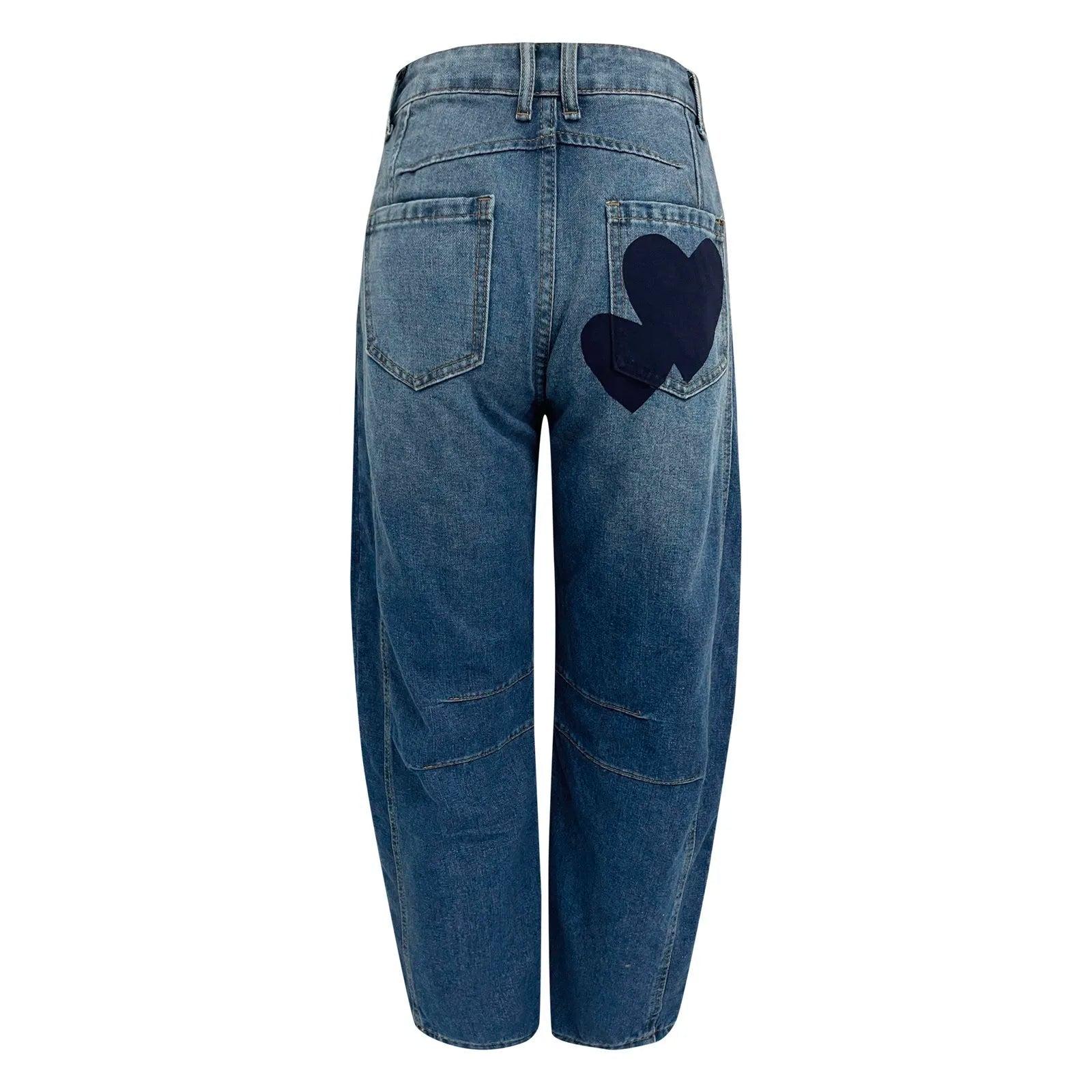 Woman clothes Barrel Jeans For Women Mid Rise Heart Printed Denim Ankle Pants Vintage Baggy Womens Casual Dress Pants for Summer - BACKUPMYFILESNOW