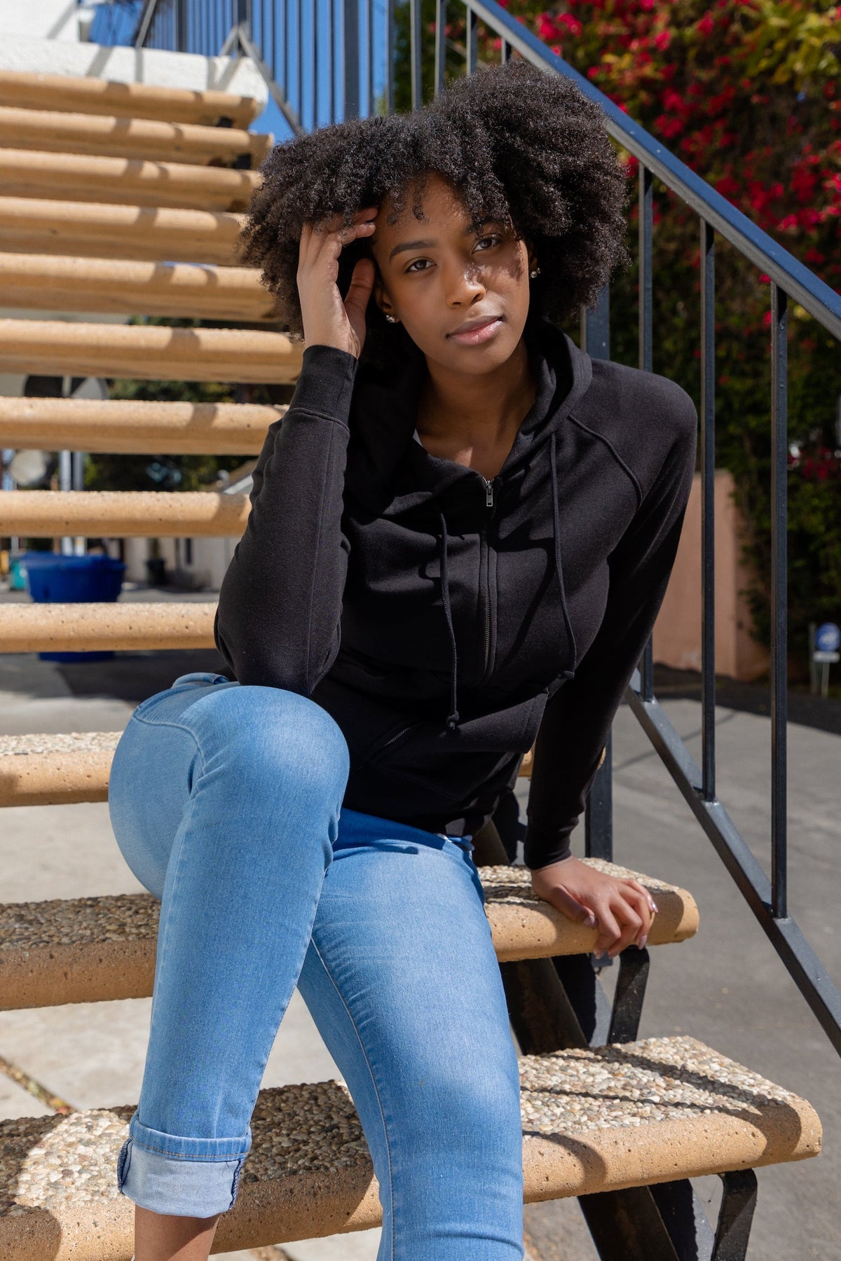 Women's Bamboo French Terry Zip Hooded Sweatshirt by Spun Bamboo, showing a cozy hooded hoodie with a front zipper and soft bamboo fabric.
