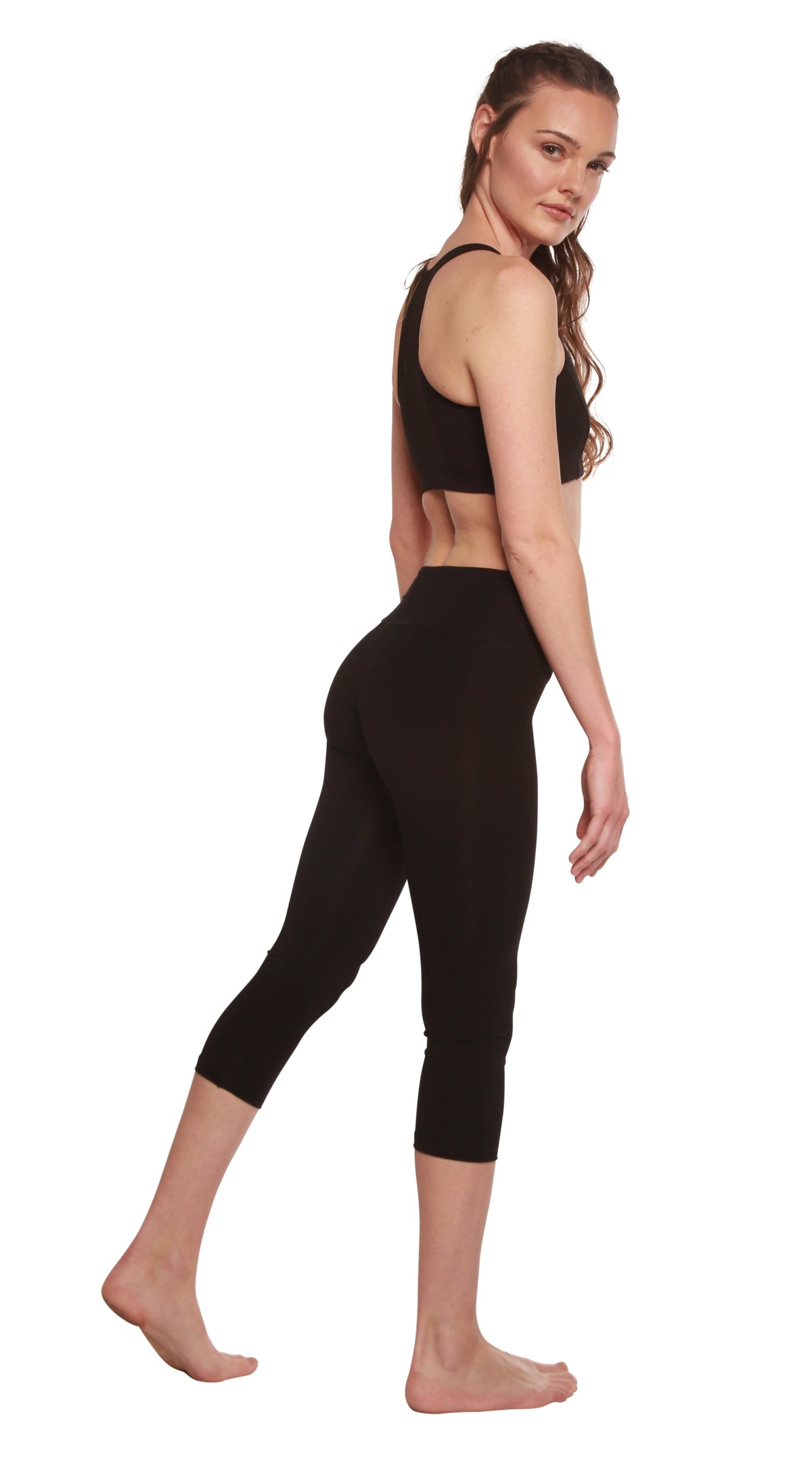 Women's bamboo viscose and cotton capri-style leggings by Spun Bamboo, shown as comfortable, lightweight women's pants.