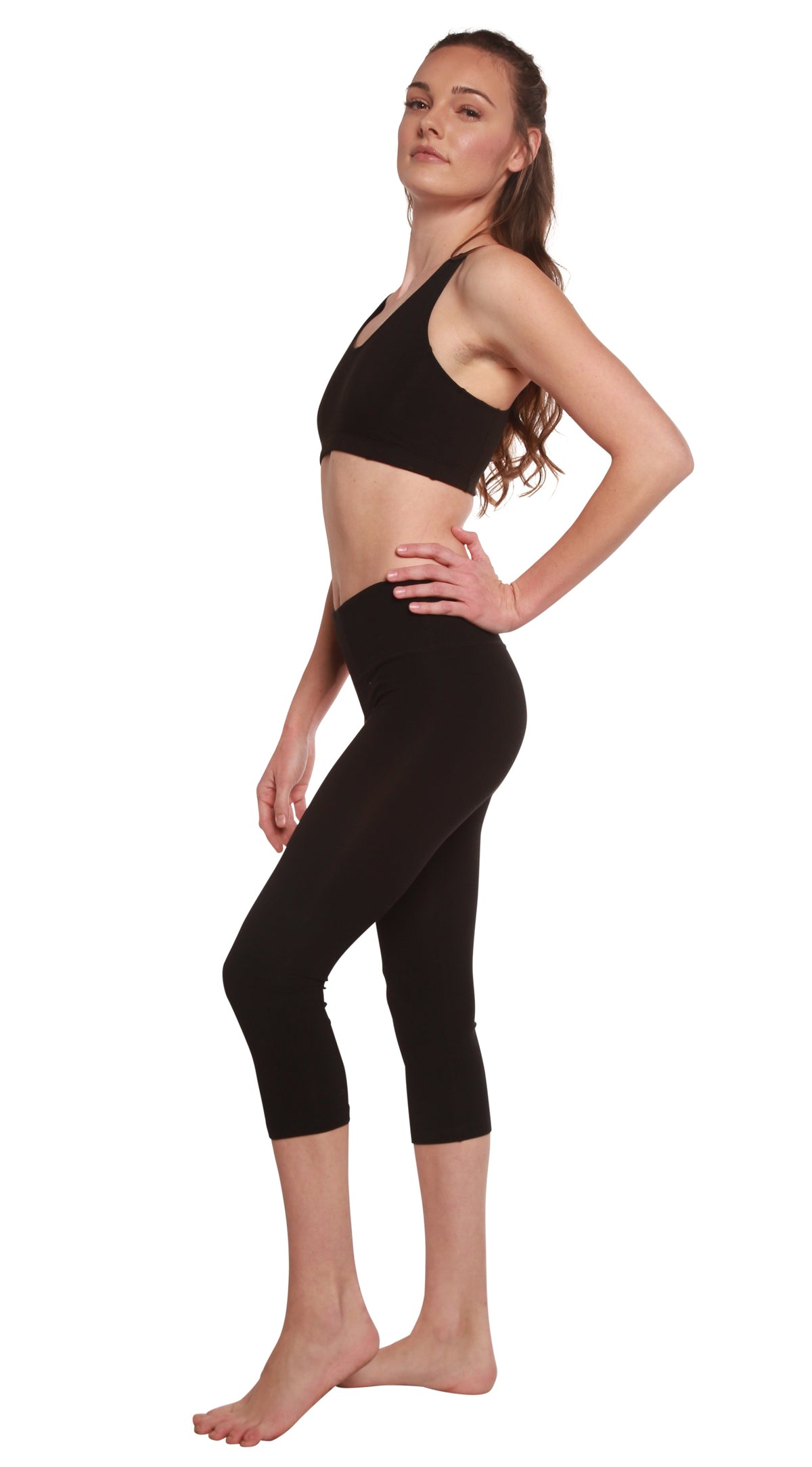 Women's bamboo viscose and cotton capri-style leggings from Spun Bamboo, lightweight and comfortable women's pants.