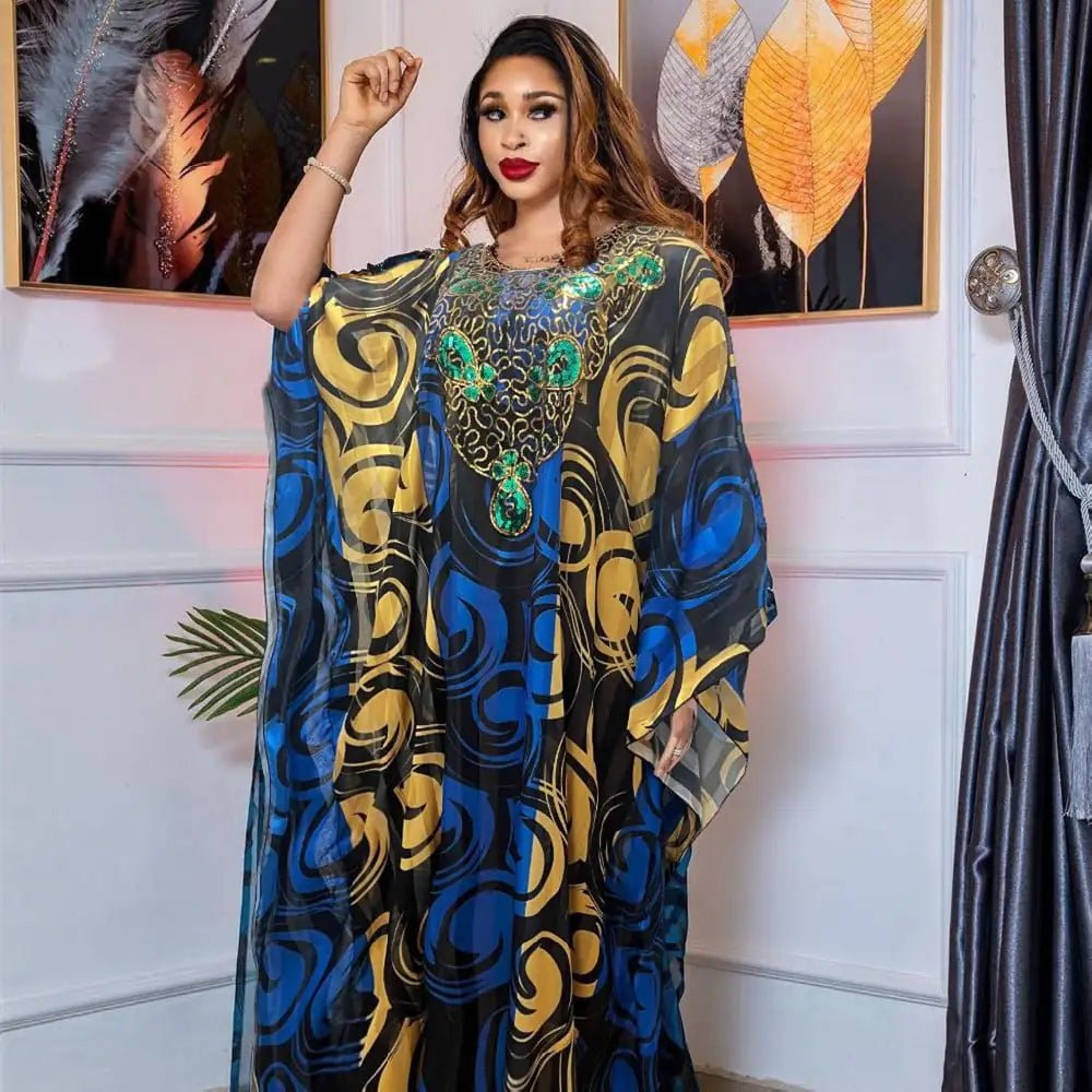 Women's Fashion Printed Robe Dress - BACKUPMYFILESNOW