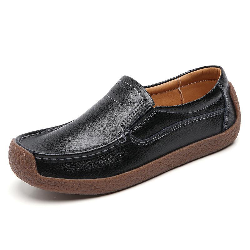 Women's Flat Slip - On Oxford Shoes in Cowhide Leather - BACKUPMYFILESNOW