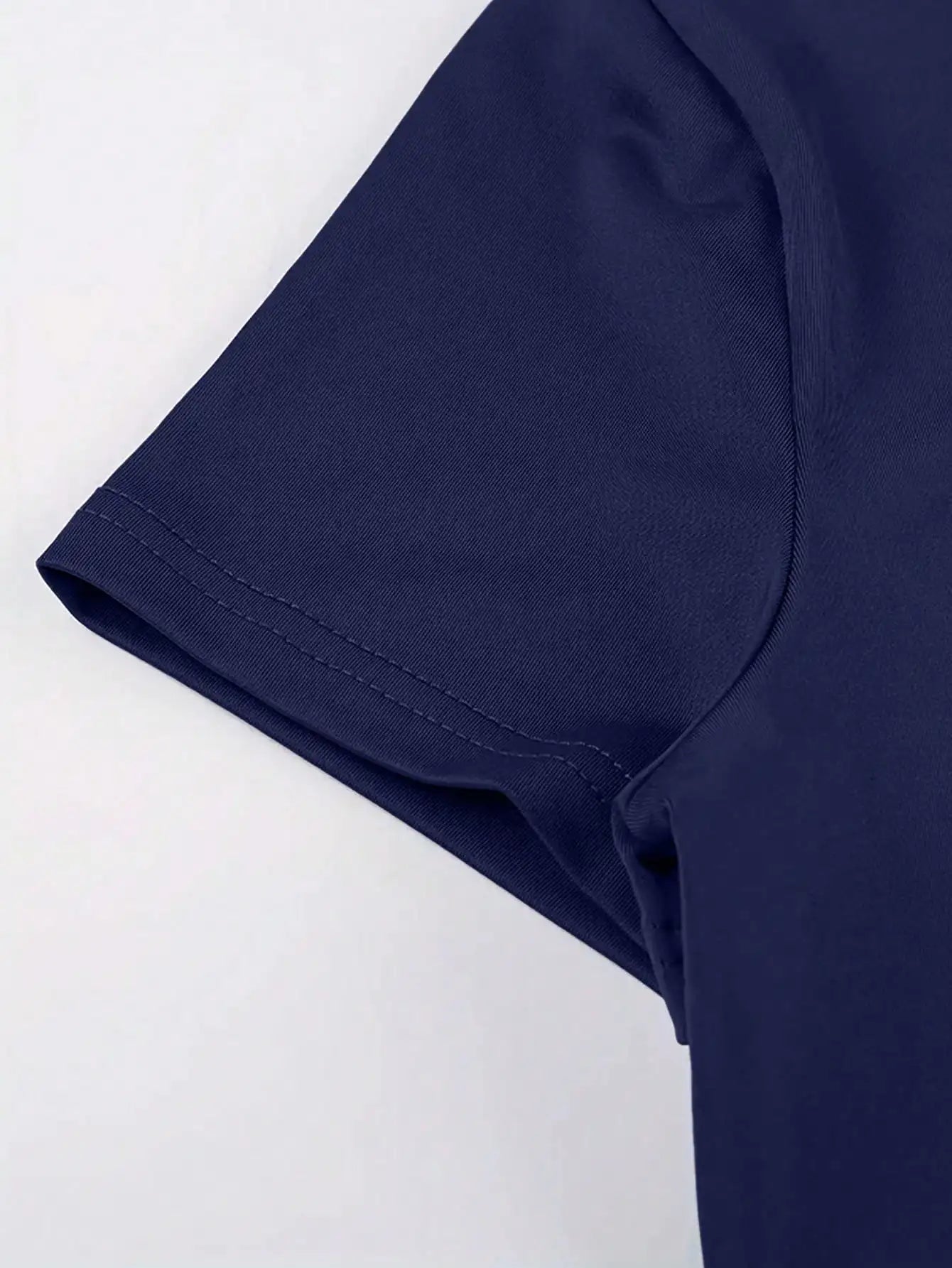 Women's Navy Blue Fitted Short Sleeve Round Neck Casual T-Shirt - BACKUPMYFILESNOW.COM®