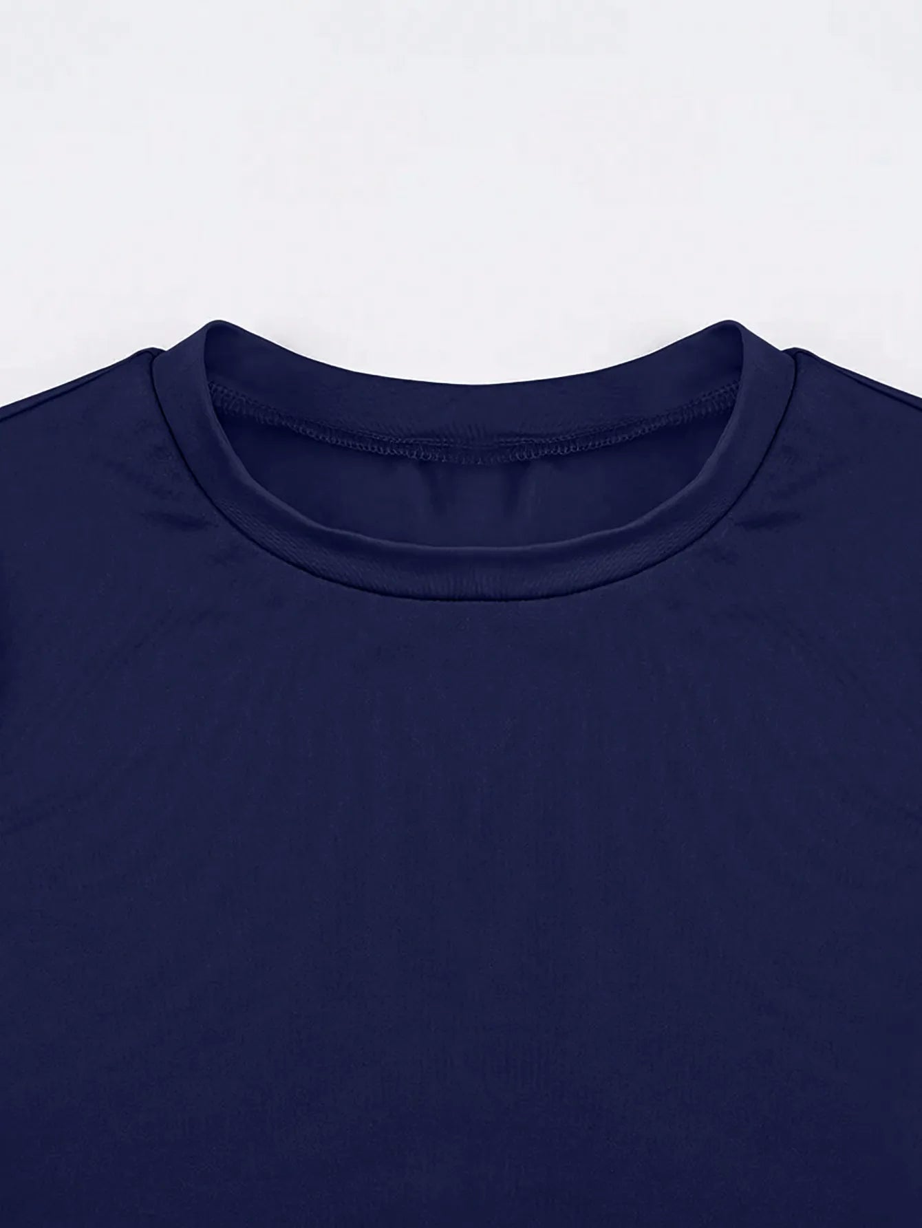 Women's Navy Blue Fitted Short Sleeve Round Neck Casual T-Shirt - BACKUPMYFILESNOW.COM®