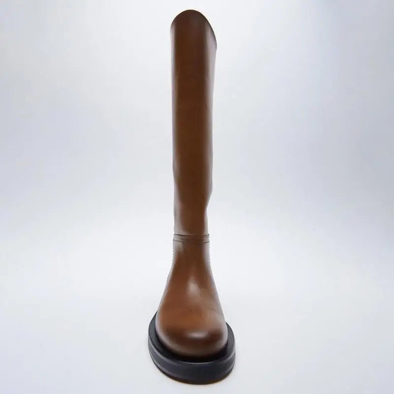 Women's Shoes Brown Vintage Cow Leather High Boots - BACKUPMYFILESNOW