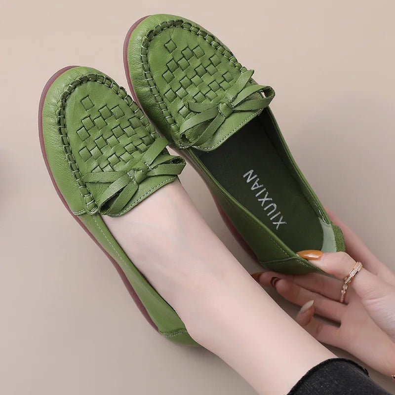 Women's Shoes Round Toe Belt Buckle Ladies Casual Flats Large Size 41 Leather Shoes Women Mary Janes Genuine Leather - BACKUPMYFILESNOW