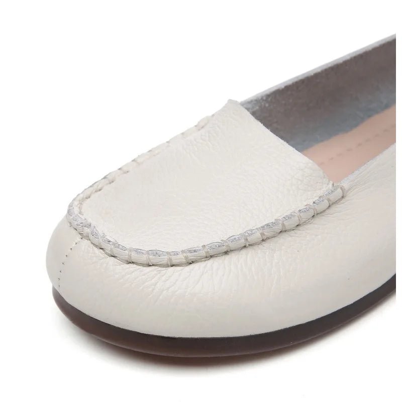 Women's Shoes Round Toe Belt Buckle Ladies Casual Flats Large Size 41 Leather Shoes Women Mary Janes Genuine Leather - BACKUPMYFILESNOW