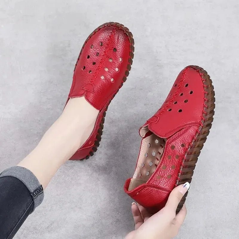 Women's Shoes Round Toe Belt Buckle Ladies Casual Flats Large Size 41 Leather Shoes Women Mary Janes Genuine Leather - BACKUPMYFILESNOW