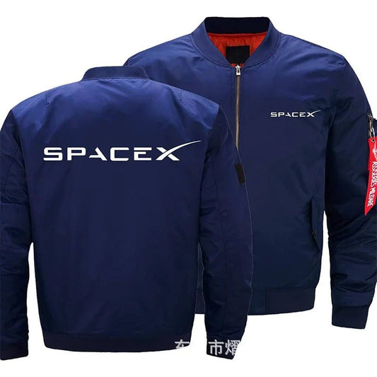 Men’s WorthVee Flight Spacex Jacket in XS size, shown in navy with a high collar and zipper, designed for outdoor wear.