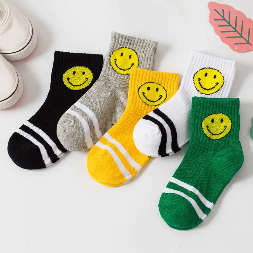 Cartoon Striped Combed Cotton Socks for Kids (0-12 yrs)