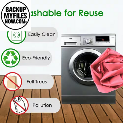 10-pack pink reusable grocery bags from Wudkey with storage pouch and elastic band, eco-friendly shopping bags bulk set