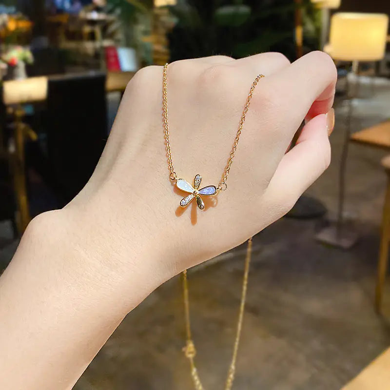 Minimalist Titanium Steel Pearl Heart Pendant Necklace