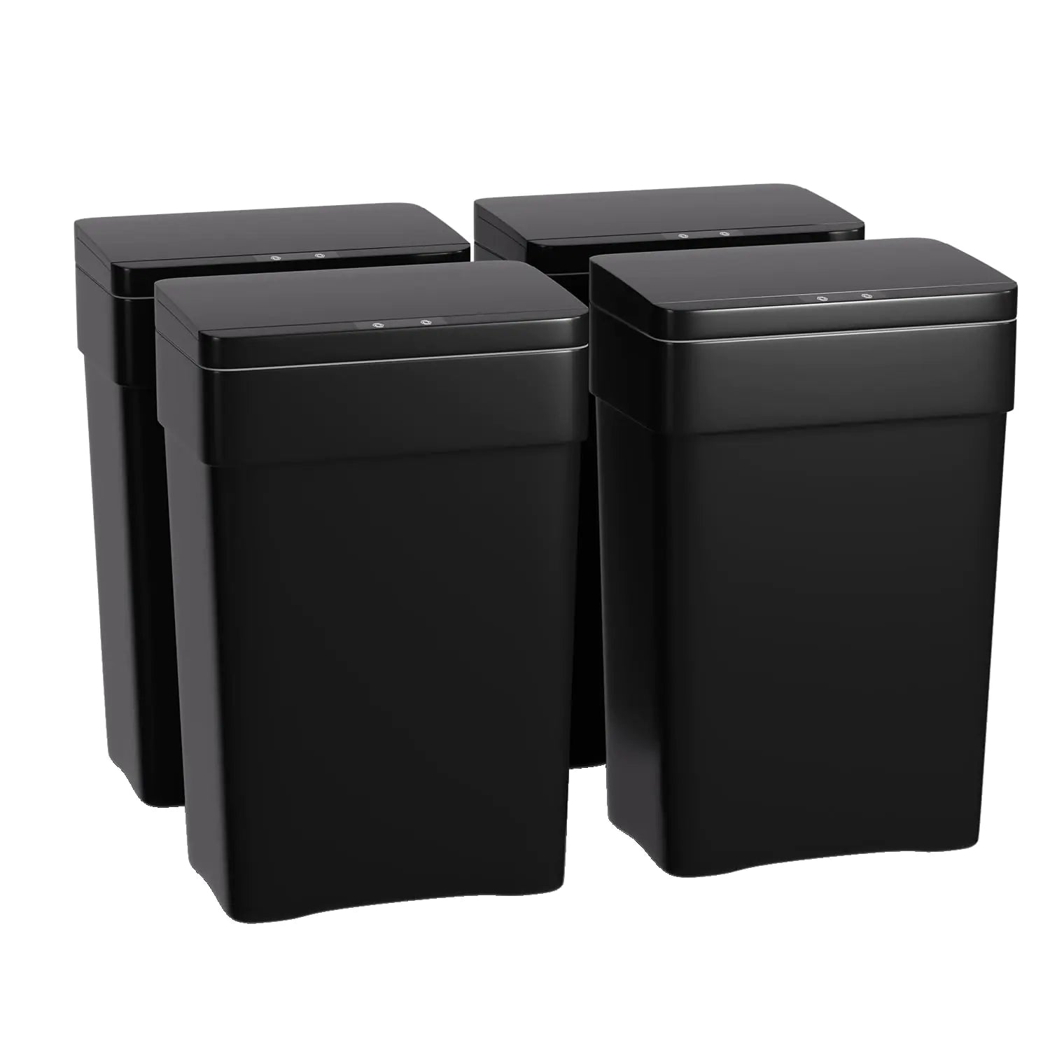PayLessHere 13 Gallon 50 L Trash Can with Lid Plastic Kitchen Trash Bin Automatic Touch Free Motion Sensor Trash Can (4 Black)