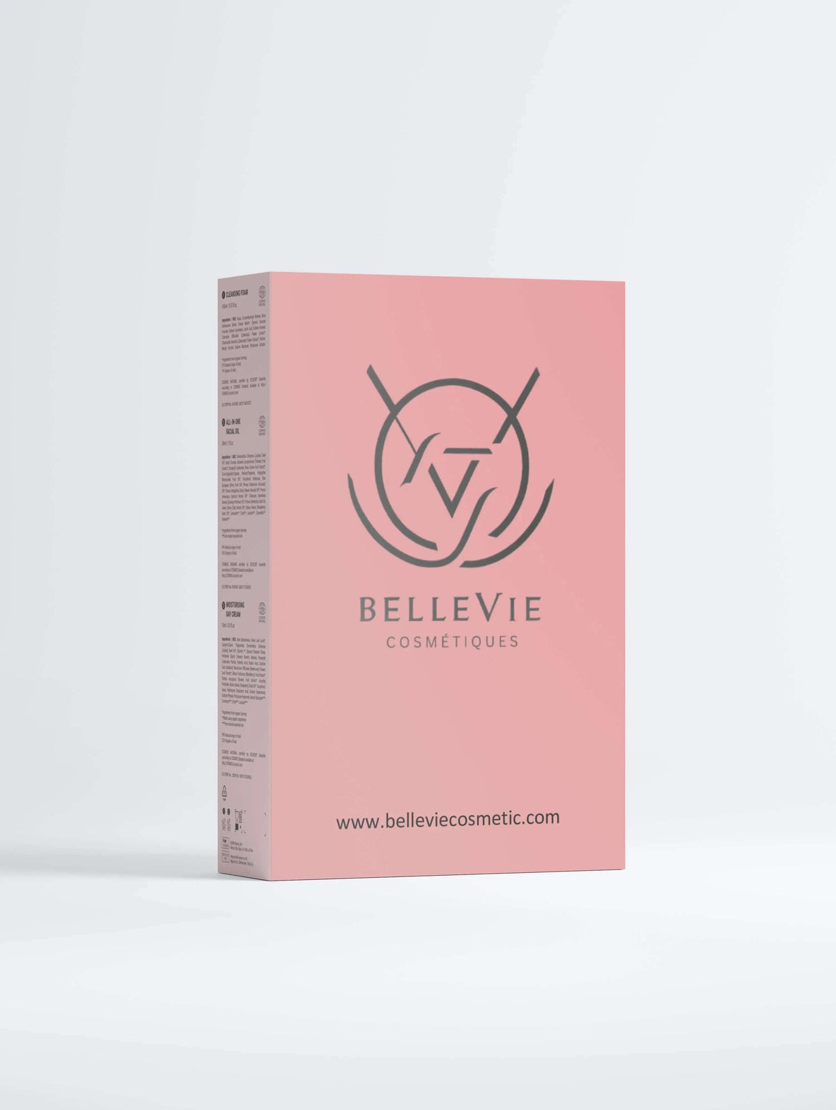 BelleVie Cosmétiques Daily Radiance Collection box featuring cleansing, moisturizing, and glowing skincare products.
