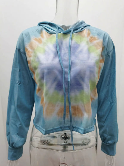 Ombre Tie Dye Hoodie with Long Sleeves