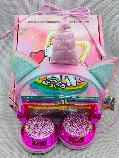 Wired Unicorn Cartoon Headphones for Kids (Gift)