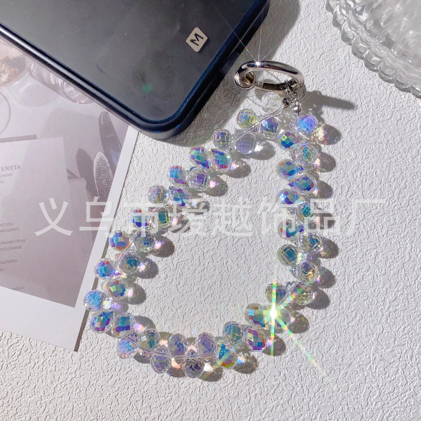 Creative Crystal Phone Chain with Elegant Beads and Design