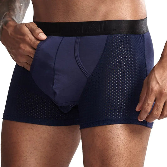 Men's Ice Silk Mesh Split Boxer Shorts