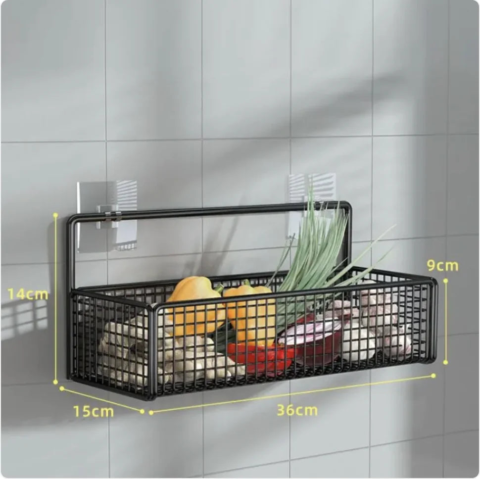 Adhesive Wall-Mounted Kitchen Basket Shelf