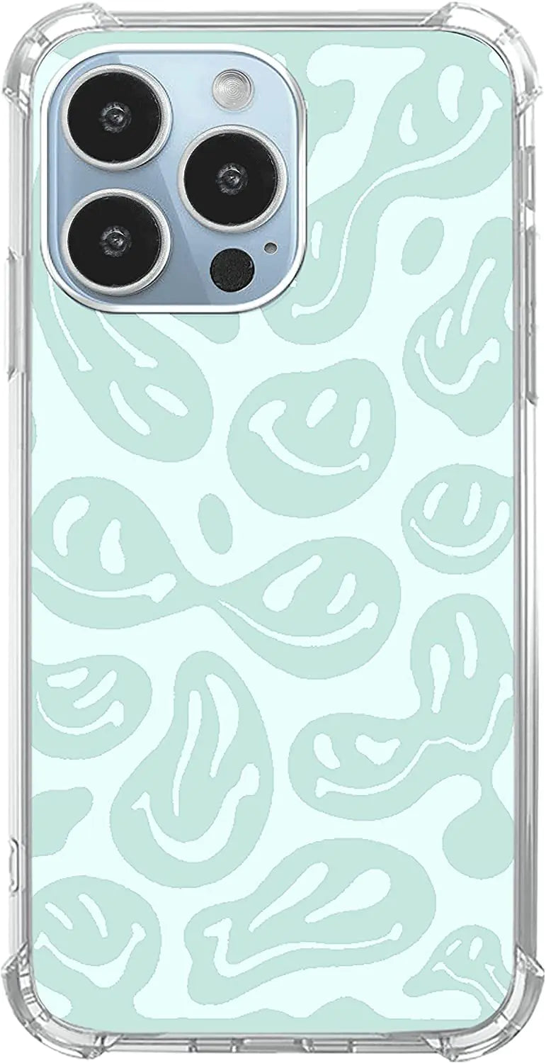 Artistic Hippy Rainbow Smiley Flower Case for iPhone 15 Pro Max