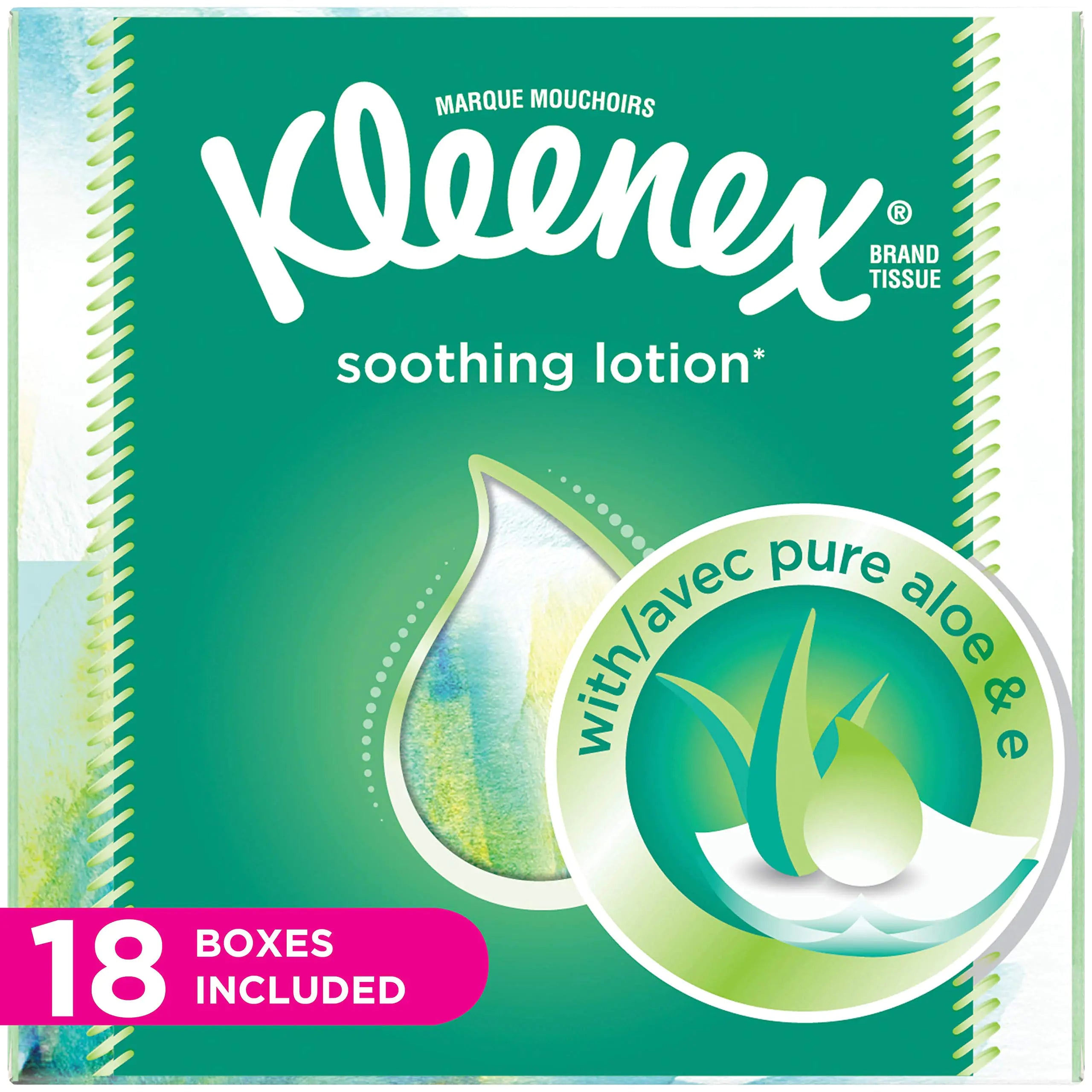 Kleenex Lotion Facial Tissues with Aloe & Vitamin E Cube Box 75 Count per Cube Box Pack of 18 (75 Count (Pack of 18))