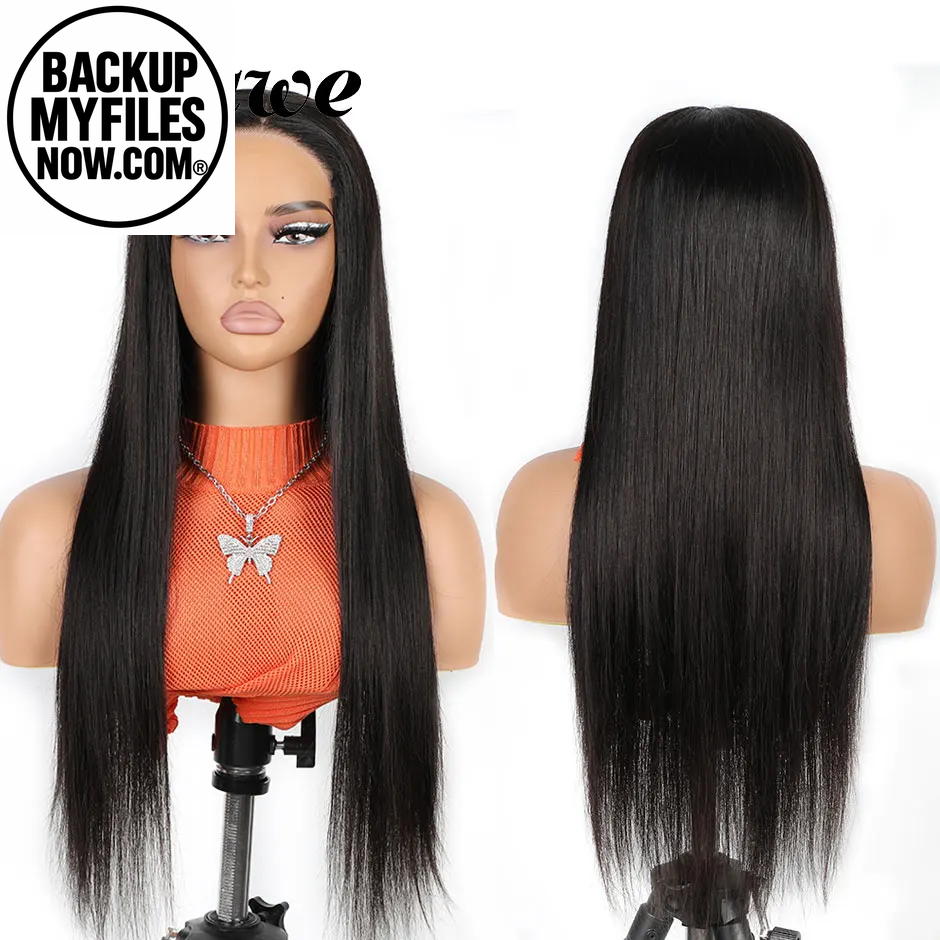 Yawawe 22-inch straight human hair glueless lace frontal wig for women, preplucked, precut, ready-to-wear, 6x4 lace closure.