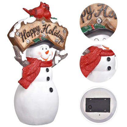 Yescomusa 12-inch pre-lit Christmas Santa figurine with optional snowman decoration, festive holiday Christmas decor.