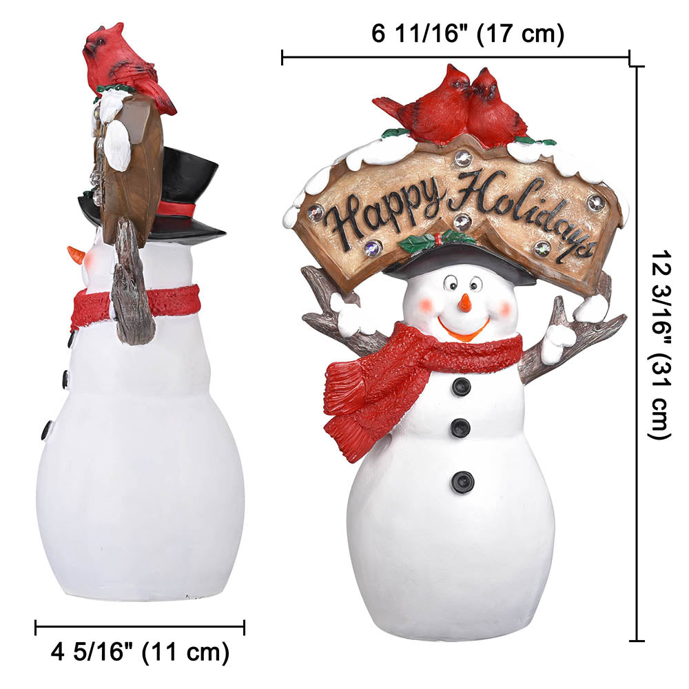 Yescomusa 12-inch pre-lit Christmas figurine featuring Santa and optional snowman, festive holiday decoration with lights