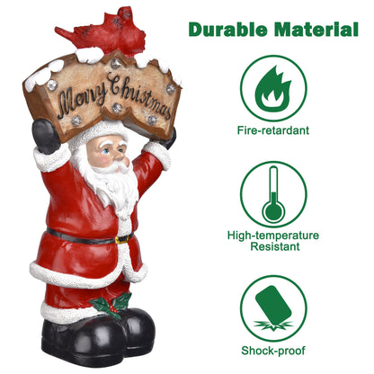 Pre-lit Yescomusa Christmas figurine featuring Santa and optional snowman, 12-inch holiday decoration with festive lights