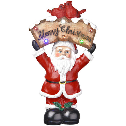 Yescom Pre-lit Christmas figurine featuring Santa and optional snowman, 12-inch holiday decorations with festive lights.