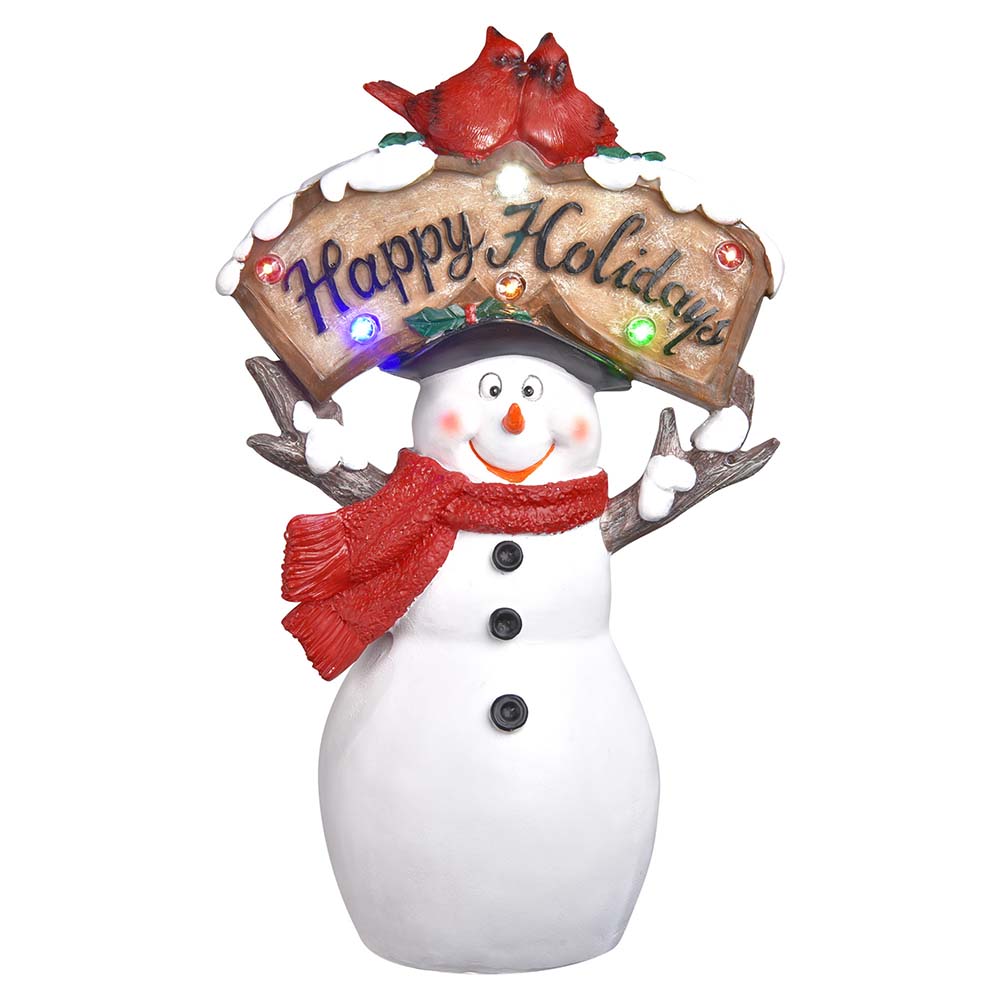 Pre-lit Christmas figurine by yescomusa featuring Santa and snowman options, 12-inch holiday decoration with festive lights.