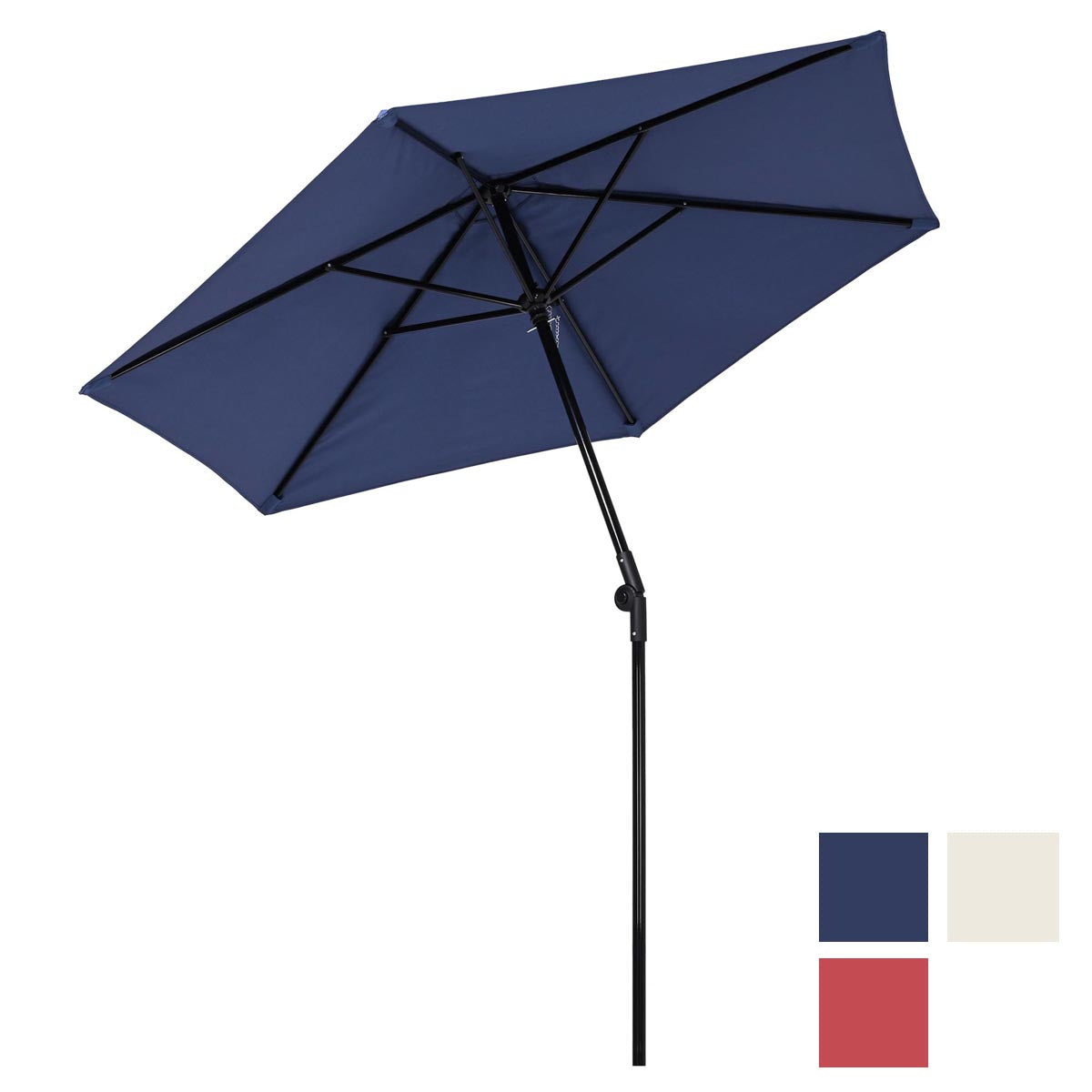 Yescom 7.5ft navy market patio umbrella with crank and tilt, 6-rib design for outdoor shade, by yescomusa.