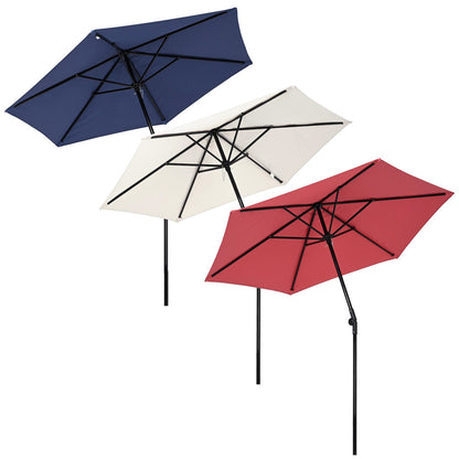 Yescom 7.5ft navy market patio umbrella with crank and tilt, 6-rib design, by yescomusa, showing the umbrella open with fabric canopy