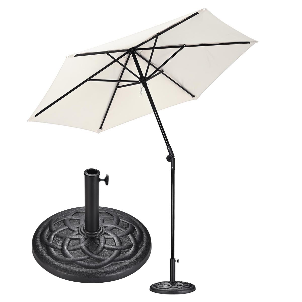 Yescomusa navy 7.5ft market patio umbrella with crank and tilt, 6-rib design for shade and outdoor use