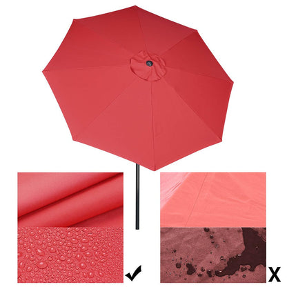 Red Yescomusa 10ft 8-rib market patio umbrella with tilt function, UV50+ 220gsm canopy for outdoor shade and sun protection.