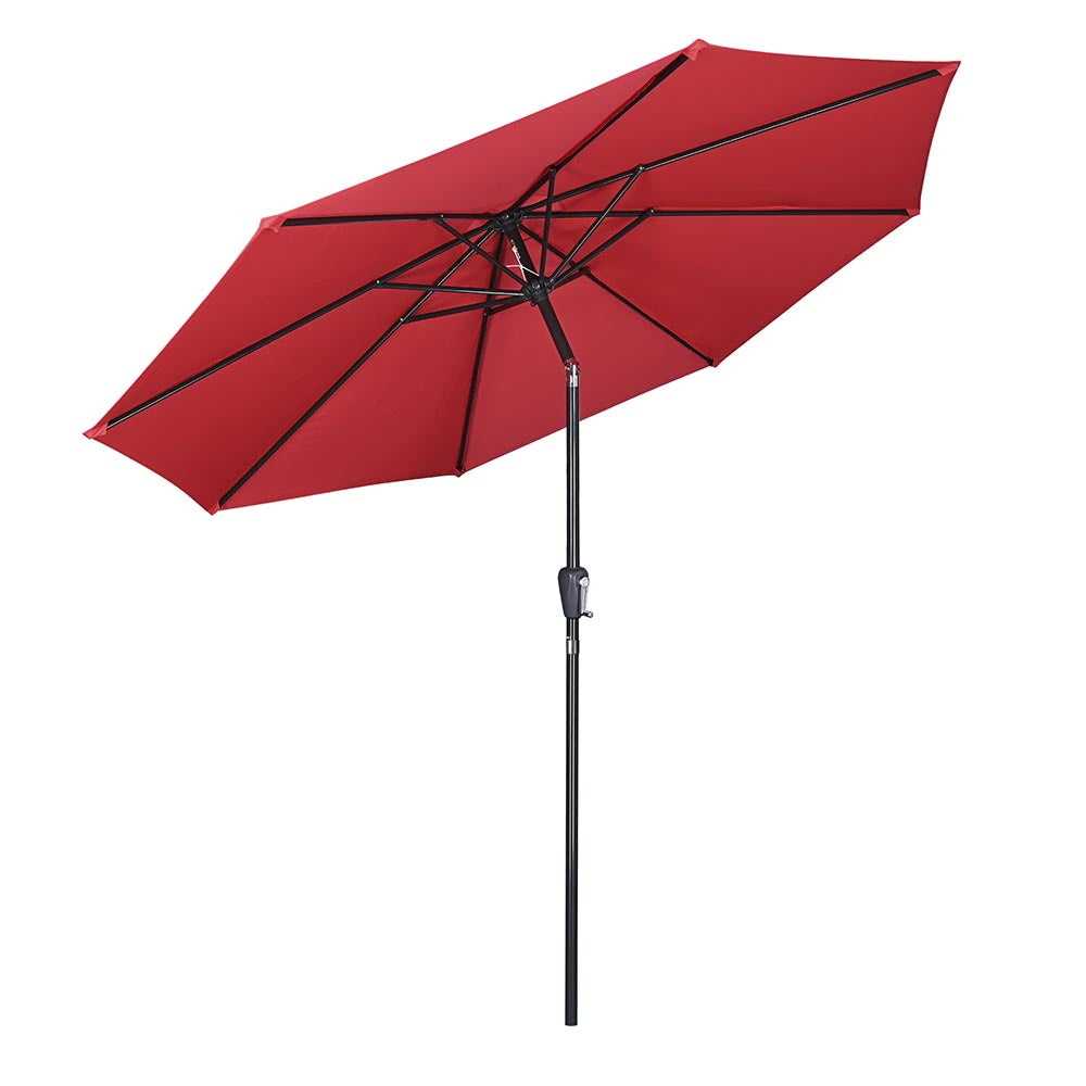 Red Yescom 10ft 8-rib market patio umbrella with tilt feature, UV50+ canopy, designed for outdoor shading.