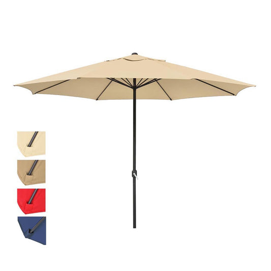 Yescom 13ft outdoor patio market garden umbrella in tan, providing shade for tables and outdoor seating.