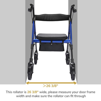 Yescom Rollator Walker with seat, backrest, 8-inch casters, and 450lbs capacity, designed for mobility aid support