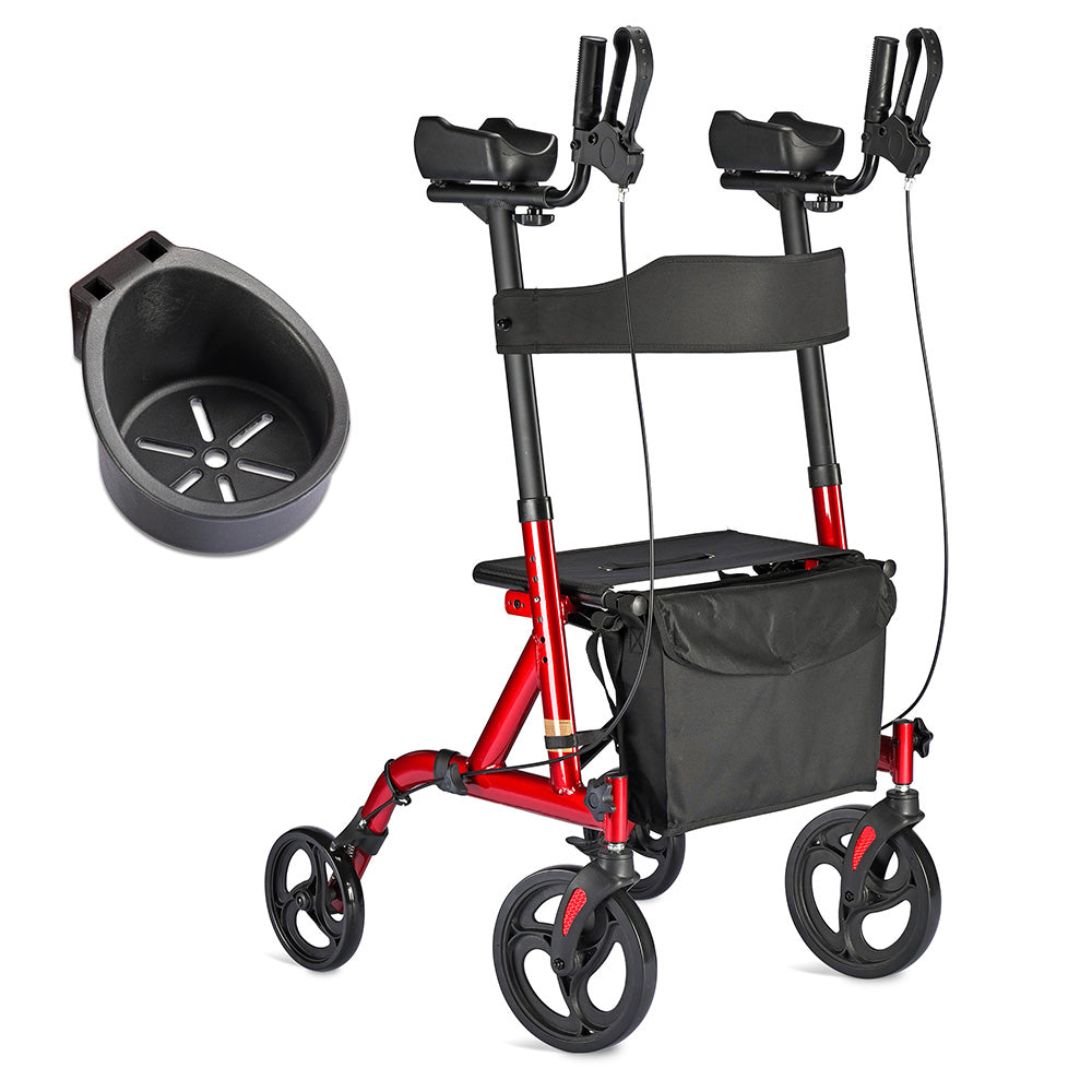 Yescom upright stand-up walker with four wheels, folding design, and mobility aid features for easy support and stability.