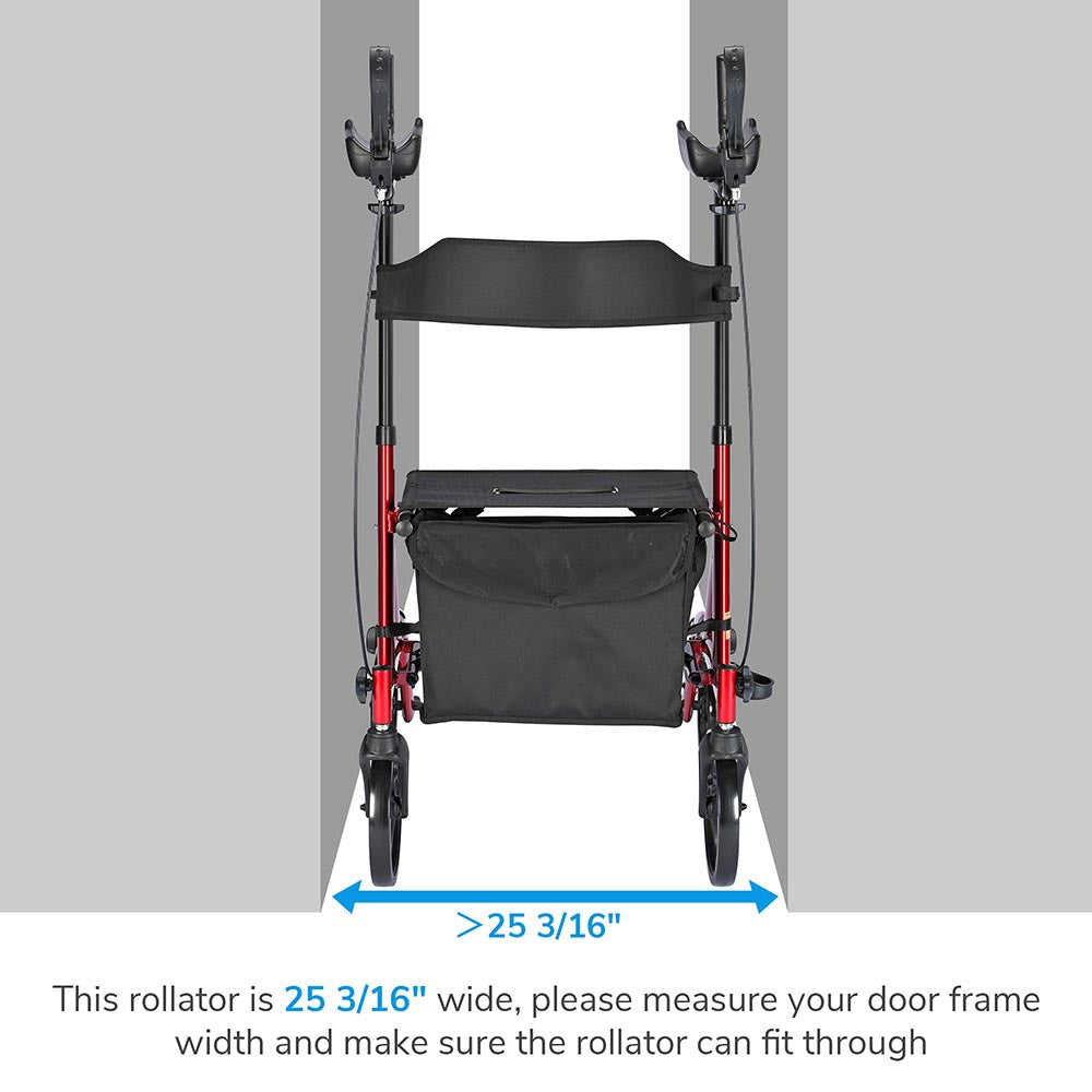 Yescom Upright Walker folding rollator with four wheels, mobility aid, stand-up design, and lightweight frame for easy maneuvering.