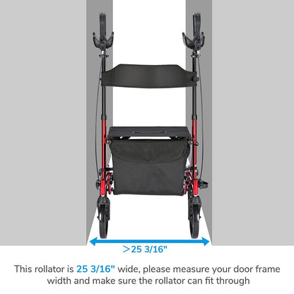 Yescom Upright Walker folding rollator with four wheels, mobility aid, stand-up design, and lightweight frame for easy maneuvering.