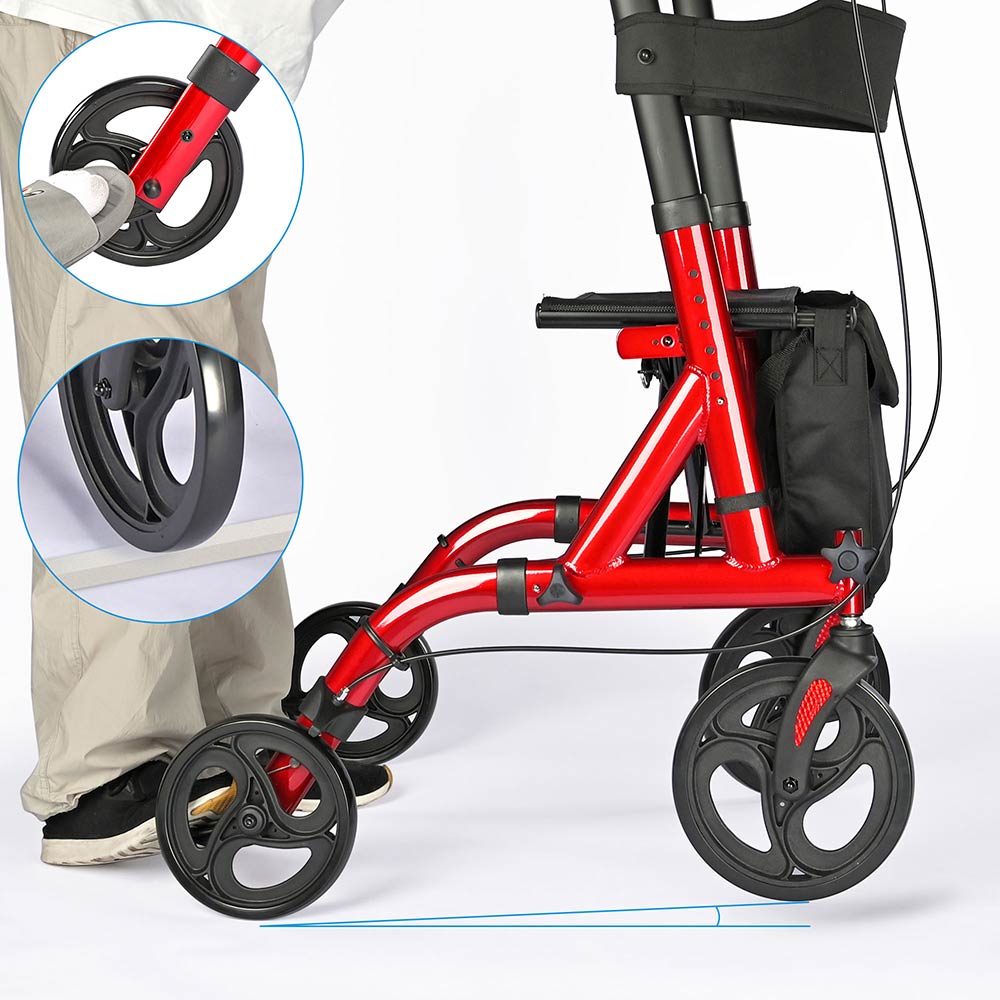 Yescom USA upright stand-up walker with four wheels, folding rollator, mobility aid for easy support and stability.